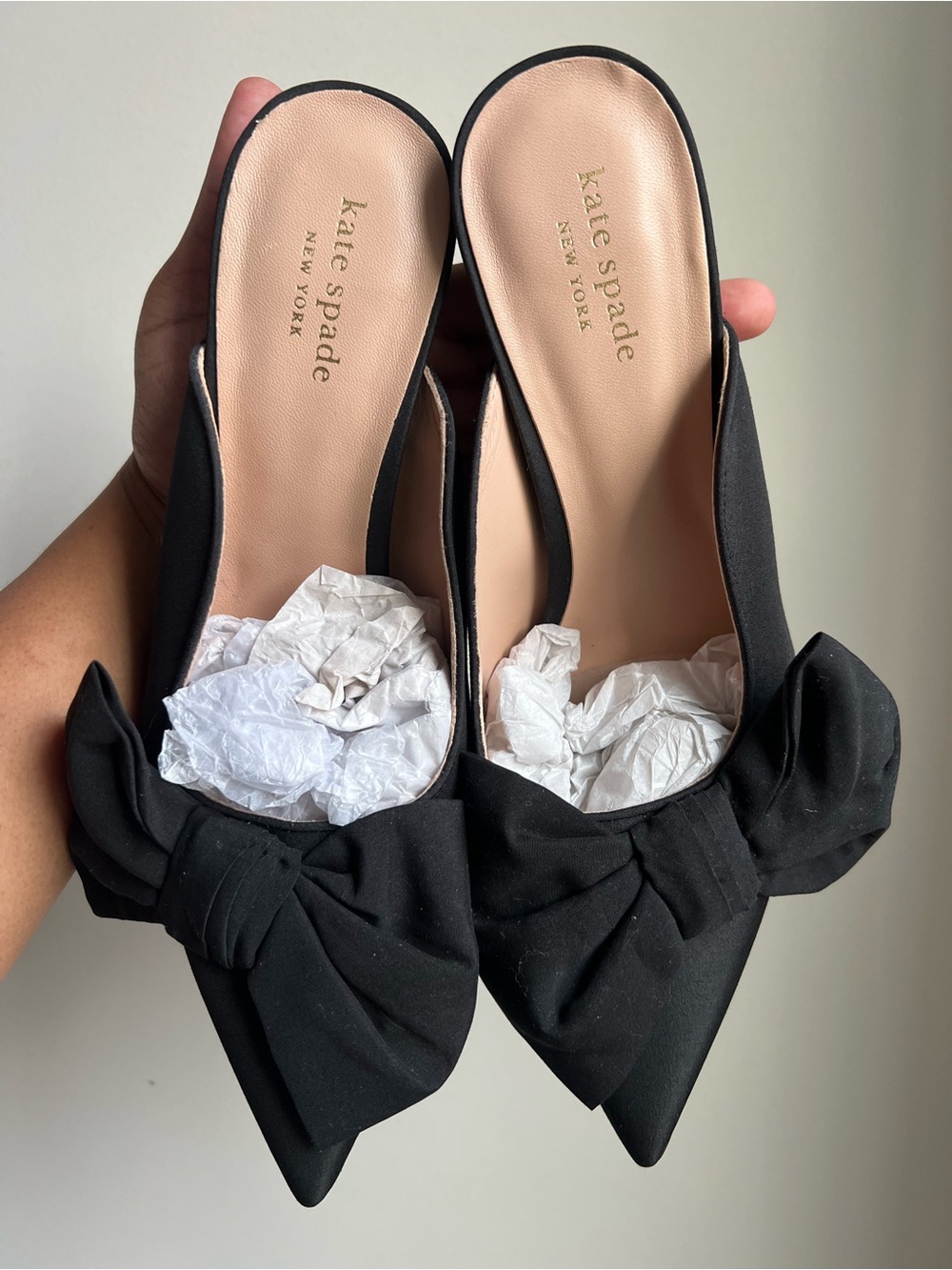 Kate Spade Marseille Black Satin Bow Pointed Toe Pumps 9B